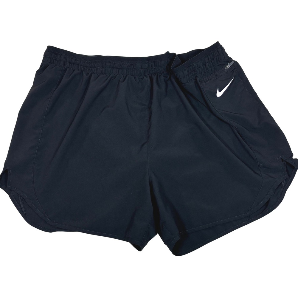 Nike Running Dri-FIT Shorts Womens XL Black Athletic Gym Workout Zipper Pocket